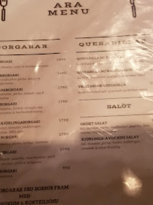 ARA Restaurant menu 1